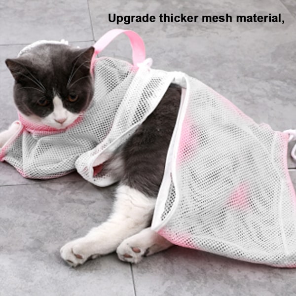 Kattbadpåse, valp hund rengöring duschpåse - justerbar anti-bit och anti-scratch polyester mjuk fasthållning katt grooming väska för bad, spik