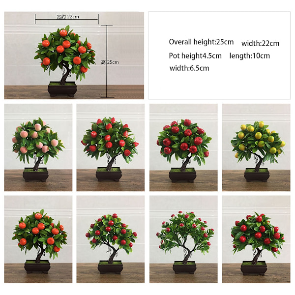 Kunstig potteplante dekorasjon simulering bonsai frukt tre potte for hjemmet kontor (#7)
