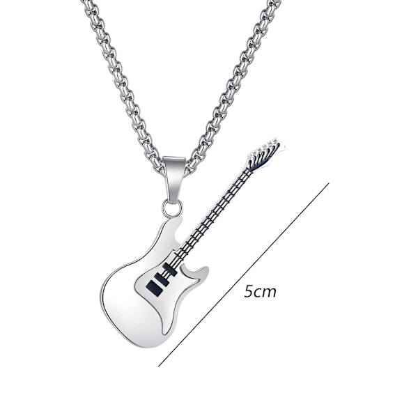 Luovuus Persoonallinen Miesten Kaulakoru Mini Rock Kitara Ripus Fashion Ruostumaton Teräs Kaulakoru