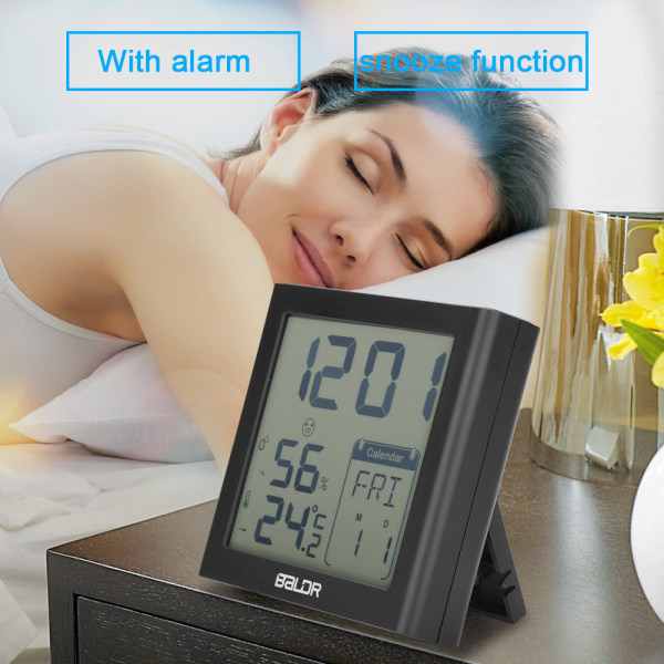 BALDR LCD Bakgrundsbelysning Digital termometer Fuktighetshygrometer