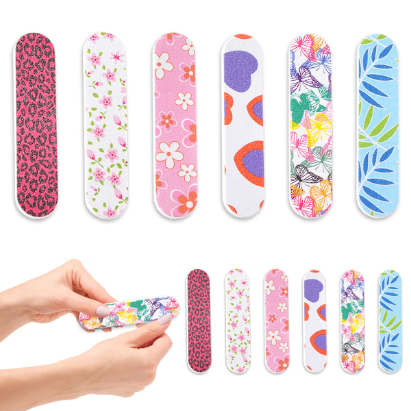 12 st Färgglada Mini Nagelfilar för Flickor