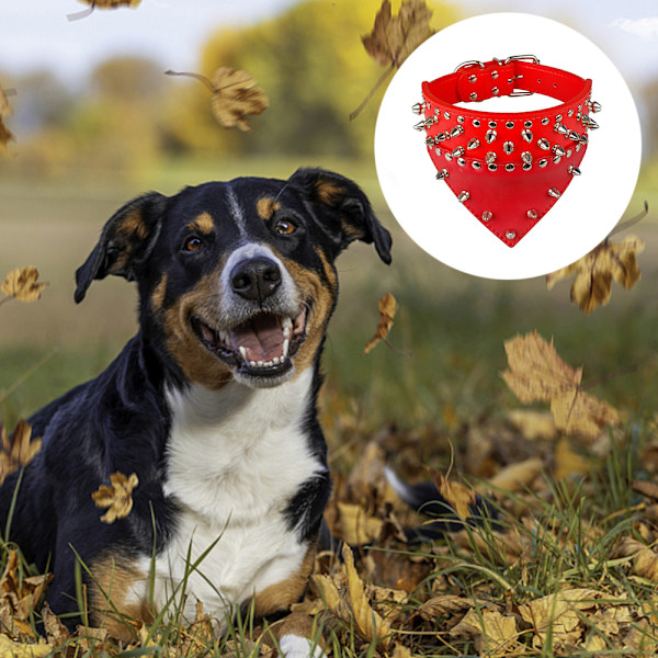 Bredd halsduk med spikar och nitar läder hundhalsband för medelstora och stora raser