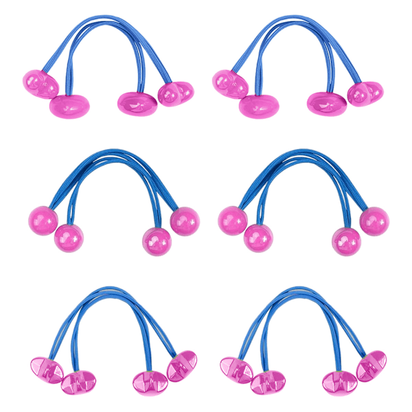 6 stk. hestehale-ball hårstrikk-serie, lyse farger dobbel perle hestehale-ball høy elastisk baby gummistrikk