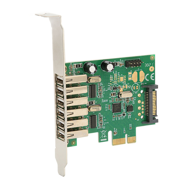 PCIE till USB expansionskort 6 USB2.0-gränssnitt 15PIN SATA 480Mbps 12Mbps 1.5Mbps skrivbordsdator intern hubb för Win