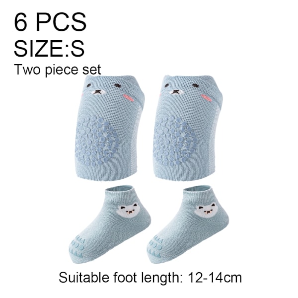 6 par Baby Anti-Slip Strumpor Toddler Knäskydd och Baby Krypande Anti-Slip Knäskydd