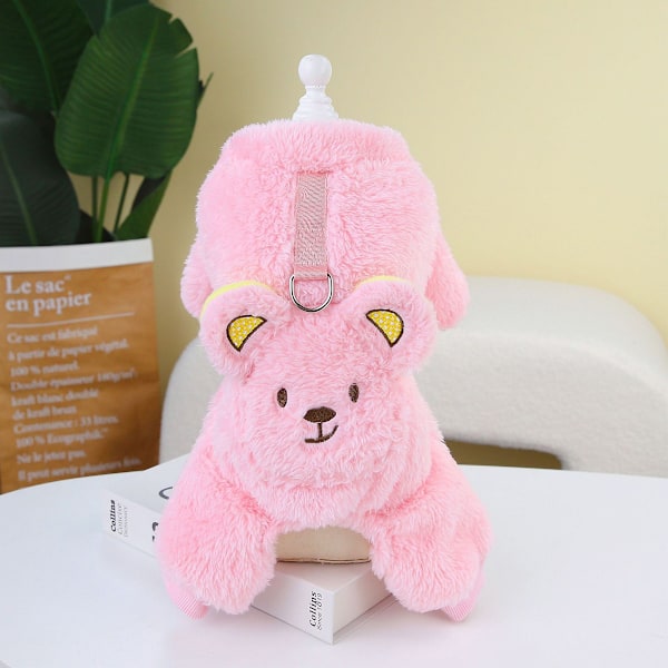 Hundepyjamas, Vinter Hundetrøje med Snore Ring, Fleece Kæledyrs Tøj Outfits Sød Hund Pjs Jumpsuit Tøj (Pink)