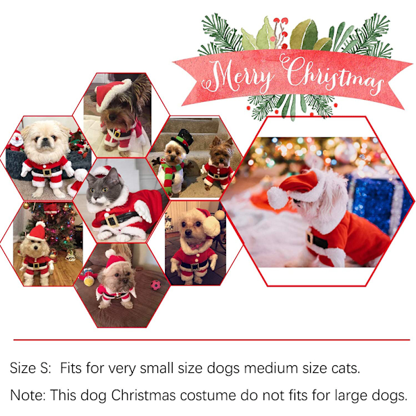 Husdjursförvandlingsdräkt Rolig 3D Hund Julkläder Tomte Hund Stå Upp Dräkt