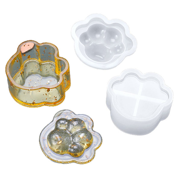 Harpiksforme Kattepote Form Æske Epoxy Form DIY Harpiksstøbt Sød Kattepote Beholder Silikonform til Opbevaring af Små Ting