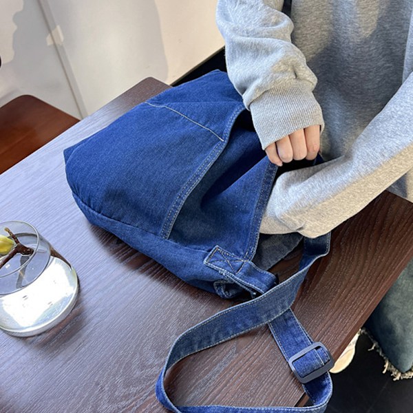 Damväska i denim, axelväska, handväska, casual canvasväska, retro crossbody-väska, stor kapacitet