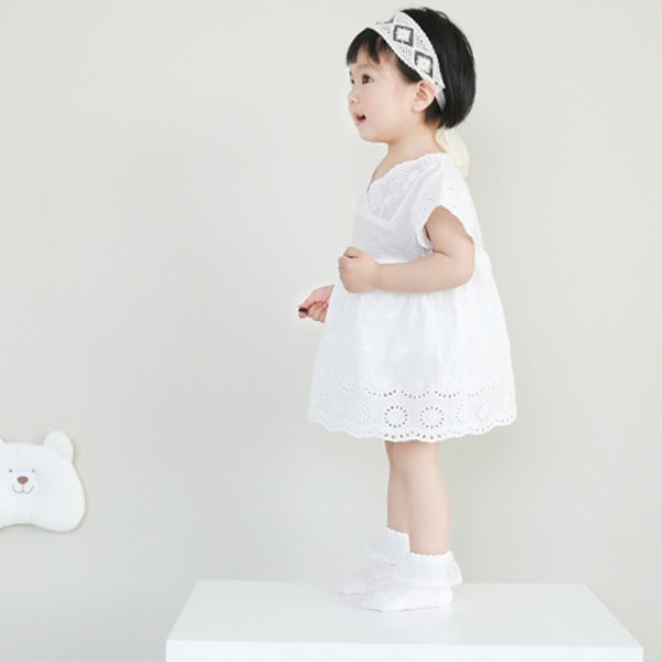 2 Par Baby-Flickor Spetsstrumpor med Hål, Babystrumpor Flickor Sommar Toddler Spädbarn Ankel Pointelle Mesh Strumpor