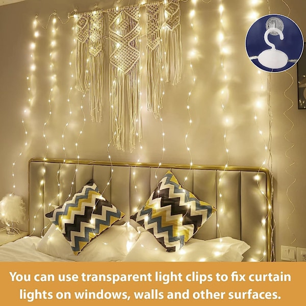 Strängljusgardin, USB -driven Fairy Lights för sovrumsvägg Party$Lights Idealisk för utomhusbröllopsinredning Flera färger$Gardinbelysning interiör