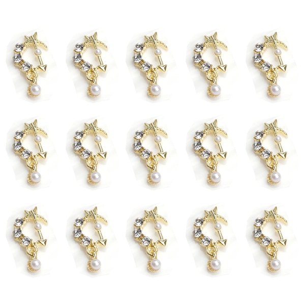 15 st Alloy-serie nageldekorationer Cartoon zirkon diamant båge platt botten legering nageldekorationer