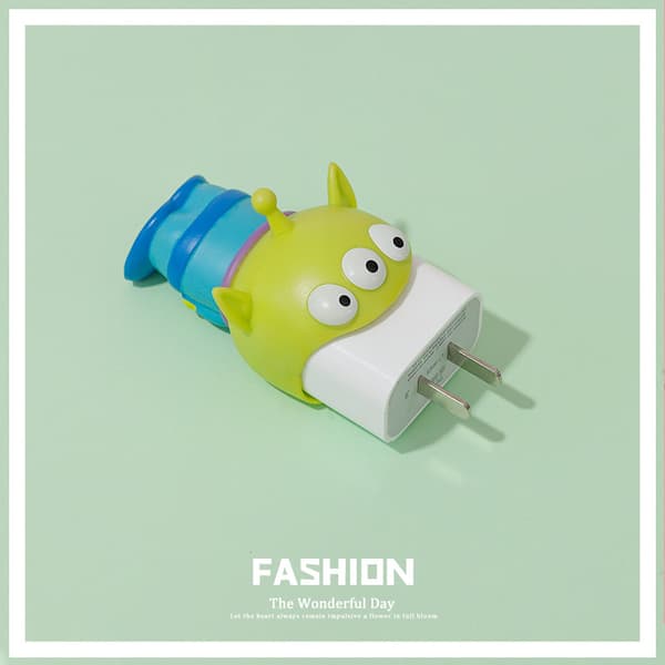 Mobile Charger Protection Cartoon Plastic Anti-Break Data Cable Protective Case for IPhone 12 13 Green_tfrf[TT]