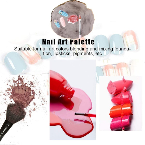 4 st Resin Stencil för Naglar, Nagellackspalett med Gyllene Kant Pigmentblandningsplatta