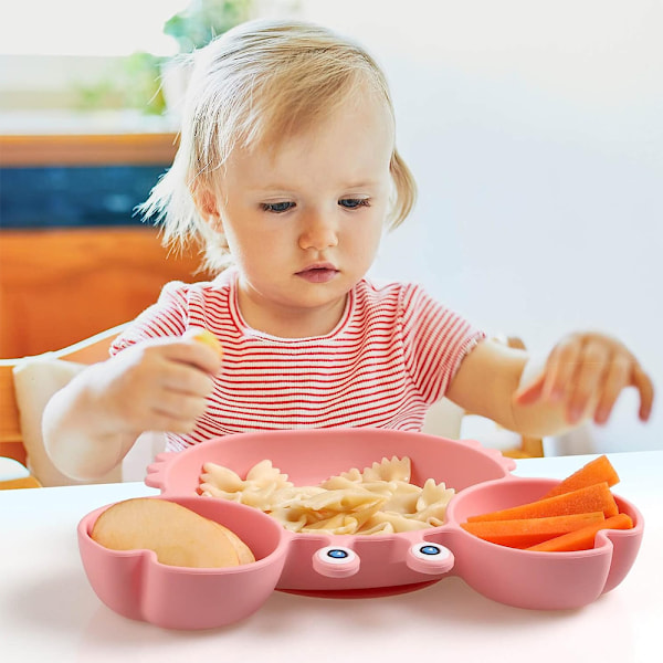 Imeväisen imukuppi apuruokakulho - Anti-pudotus, anti-kuuma silikonikulho - lusikoilla