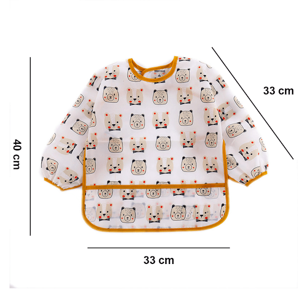 2-pack Långärmade Snuttset | Vattentäta Bebissnuttar med Fickor | Småbarnssnutt med Ärmar och Smulhållare | Fläck- och Luktresistent