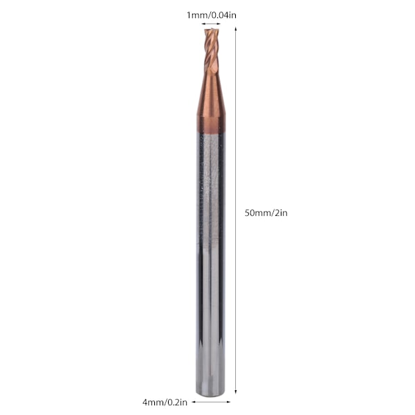 5 st 1 mm 4-skäriga Nano-belagda Spiralfräsar i Wolframkarbid för CNC-fräsning