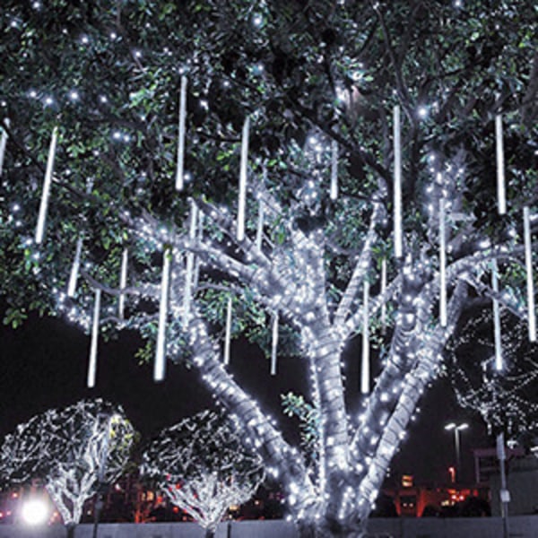 Falling Rain Lights Meteor Shower Lights Christmas Lights 30cm 8 Tube 144 LEDs, Falling Rain Drop Icicle String Lights for Christmas Trees Halloween
