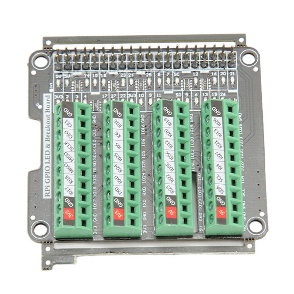 Terminalblock Breakout Board LED-lampa 3.3V 3A Terminalblockmodul för RPi A+3A+B+2B 3B 3B+4B