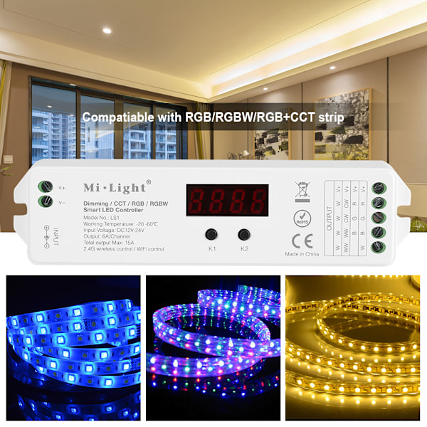Milight 4-i-1 Smart LED Trådløs Kontroller for RGB RGBW CCT Enkeltfarget Lysstripe