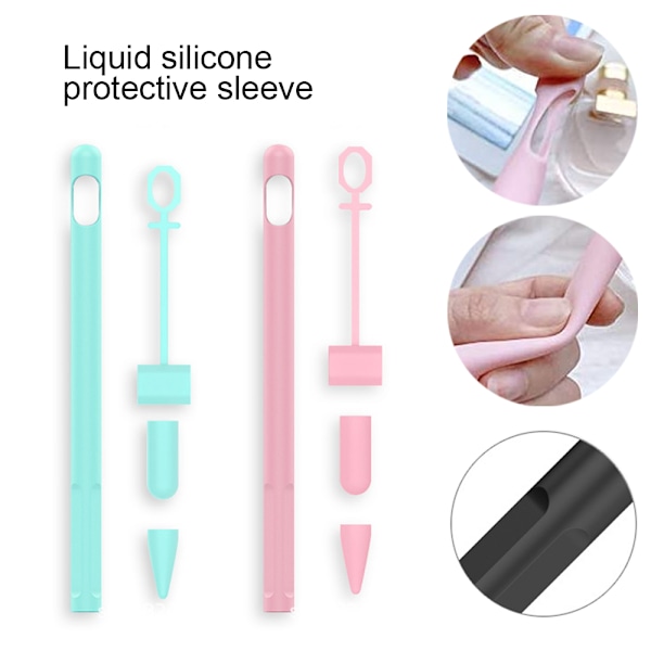 2-pack silikonfodral kompatibelt med Apple Pencil 1:a generationen, mjukt skyddande grepp halkfritt