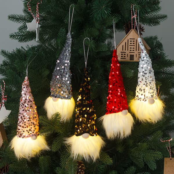 New Christmas Decoration with Lights Faceless Doll Charm Glitter