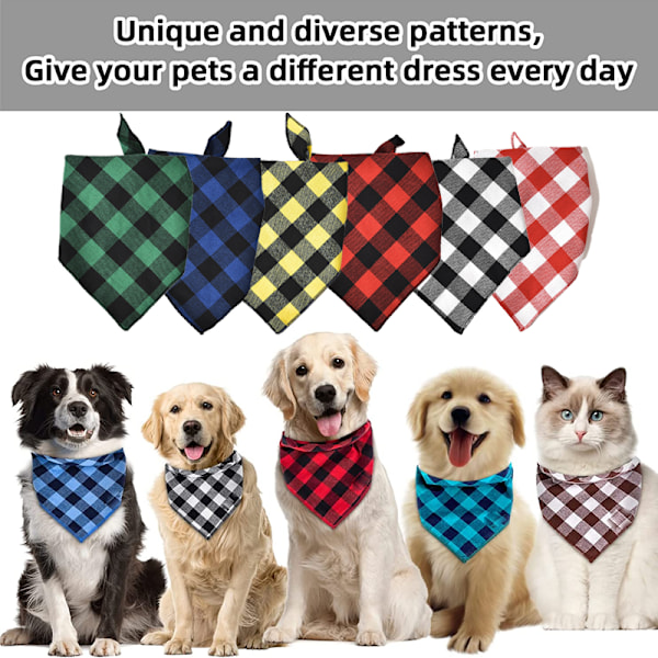 6 Pak Premium Polyester Håndklæder Hundeshalsklæder Trekant Slips Tøj Tilbehør Hundeshalsklæder