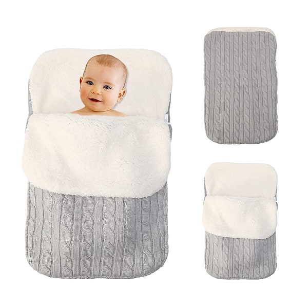1 st Newborn Baby Swaddlefilt, Stickad Varm Fleecefilt Swaddle Sovsäck Väska Vagn Unisex Baby Sovsäck för Baby