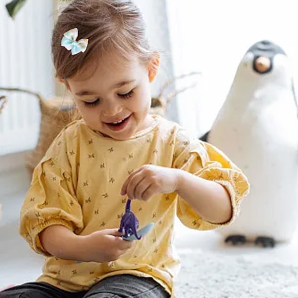 10-pak Babyjente Hårklipp Multifarget Blomst Sklisikker Alligator Klipp Fullt Fôret Barrettes Håndlaget Blomster Hårtilbehør