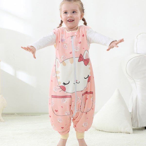 Rosa Kitty Baby Höst/Vinter Toddler Ärmlös Footsäck