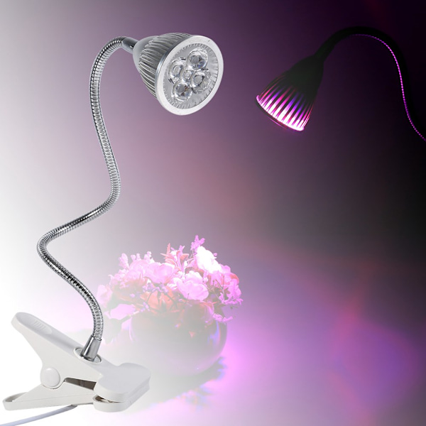 5W 85-265V 5 LED Vekstlys Hydroponisk Plante Innendørs Skrivebord Fleksibel Klips På Klemme Lampe Ny Stil