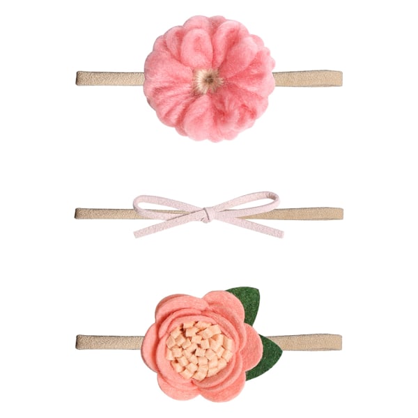 Små Simulerede Blomster Bånd Baby Pandebånd Elastiske Hårbånd Hårbånd Børn Bløde Hårtilbehør Nyfødt Spædbarn Småbørn 3 STK
