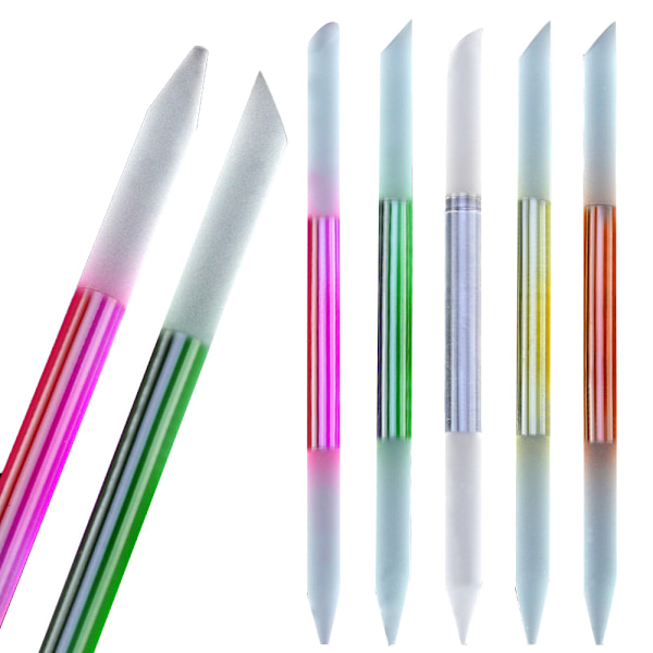 5 stk. Glas Neglebåndspusher Neglebåndspind Sæt Dobbeltsidede Neglefiler Manicure Filning Neglebåndsfjerner