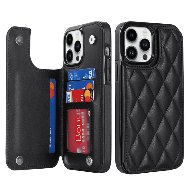 Lommebok Dobbelknapp Liten Duftende Vind Kort Flip Skinnveske Til iPhone 15 Pro Max Plus[TT] iPhone15Plus