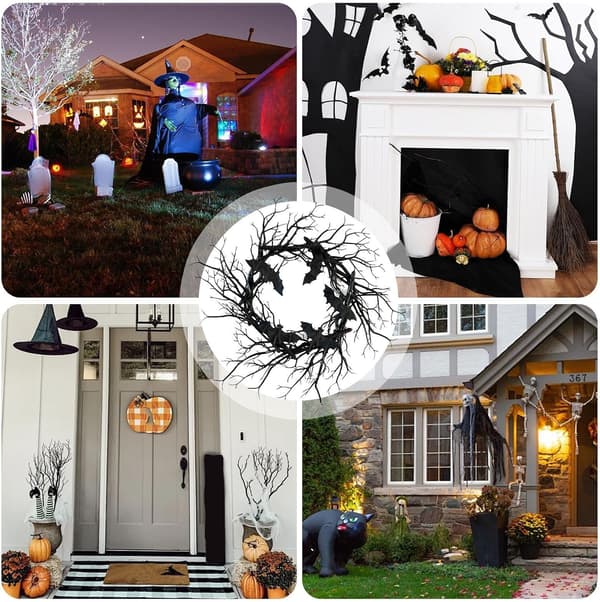 Halloween sort AST 45 cm gotiske oplyste kunstige grene -
