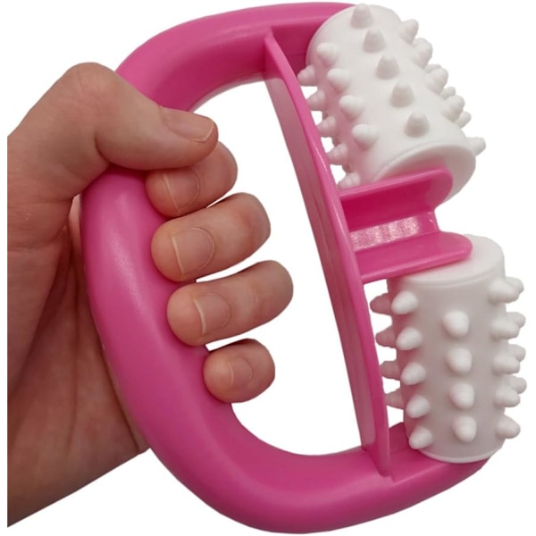 Manuell rund håndtak med 2 hjul i plast, massasjerulle for muskler, cellulittvals for ben, armer, rygg, smertelindring og muskelavslapping