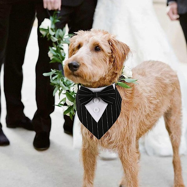 2 stk Hundesmøkk, Hundebryllupsbandana med Sløyfe, Bursdagskostyme Justerbar, for Små Mellomstore Store Kjæledyr
