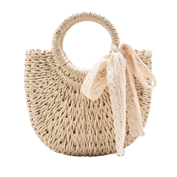 Strohstrandveske for kvinner, vevd crossbody-skulderveske, topphåndtak, satchel-håndveske, lommebok for sommeren