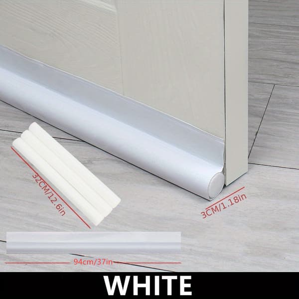 Door Bottom Seal Strip, Soundproof Draft Stopper for Gaps, Blocks Dust and Insects, for Interior Doors White