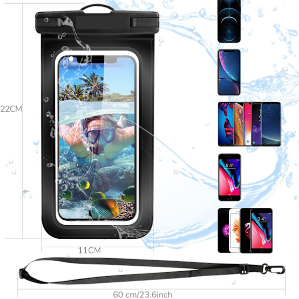 Vattentätt phone case Undervattensvattentätt - paket med 2 7 tums DUBBELT FÖRSEGLADE Vattentätt phone case Phone case för iPhone 13 Pro