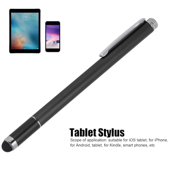 Styluspenna med 2 funktioner Bekväm Kompakt Bärbar Praktisk Pekstift för IOS-surfplatta för Kindle för iPhone Svart
