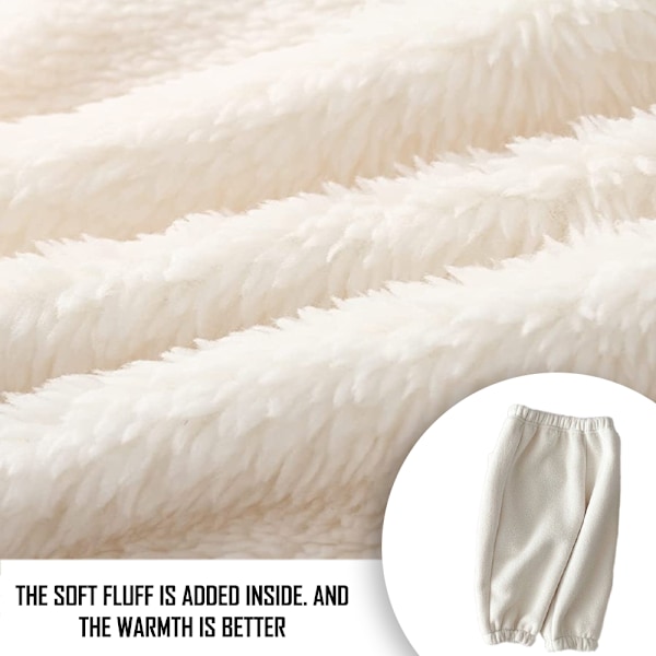 To-sidet fløjl lomme afslappet jakkesæt drenge og piger høj hals plys sweater todelt sæt (Off white)