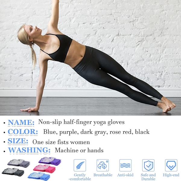 Fingerløse Træningshandsker med Silikonprikker til Yoga og Pilates