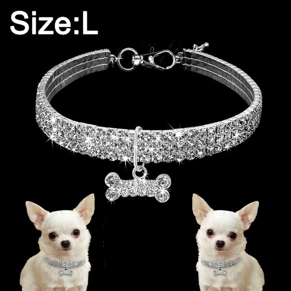 Upeat 3-riviset timanttikorun kaulakorut lemmikkikissalle ja -koiralle, Bling Rhinestone