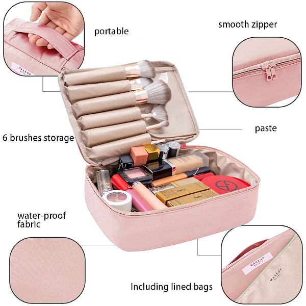 Rejsemakeuptas Kosmetikpose Makeuptas Toilettaske til kvinder og piger, Sød Makeuptaske til Kvinder og Piger