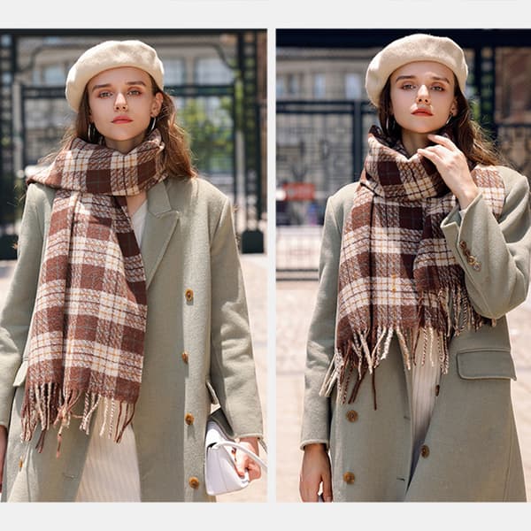 Vinterhalsduk for damer, Mote Rutete Skjerf for Kvinner Style 2