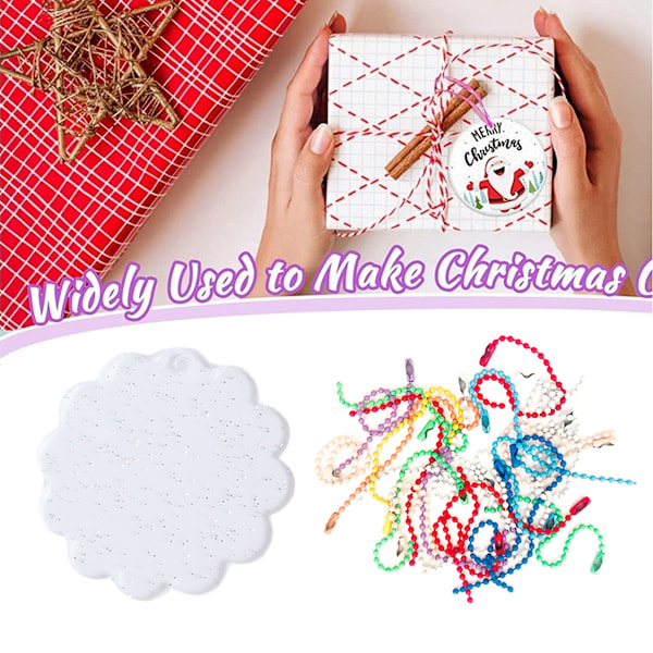 40 stk. Akryl Blanks med 50 Farverige Perlekæder, Transparent Glitter Akryl DIY Ornament Blanks til Nøglering Håndværk Hængende Julepynt