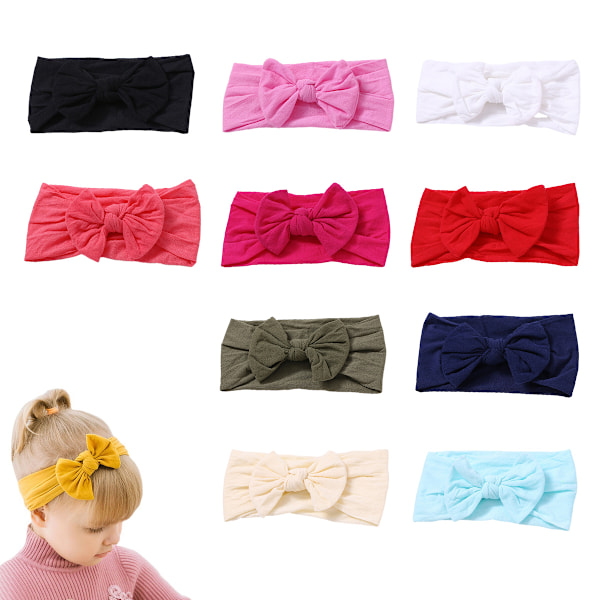 10 st Baby Girl Bows och pannband för spädbarn Nyfödd Småbarn Barn Stora pannband Huvudband Hårtillbehör Hårband för nyfödda