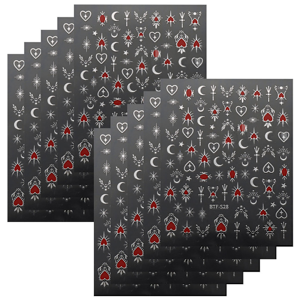 10 st Pop imitation Metall Stjärna Måne 3D Baklim Nagelklistermärken Deco konst Design nagelkonsttillbehör