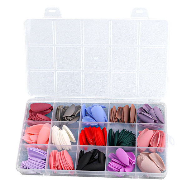 15-pack (360 st) matta nagelpressar, medium längd, ballerina kista akryl korta falska naglar för nagelkonst DIY